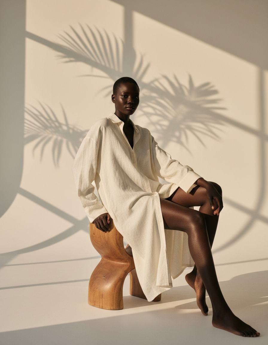 Linen Shirt Dress in As pictured
