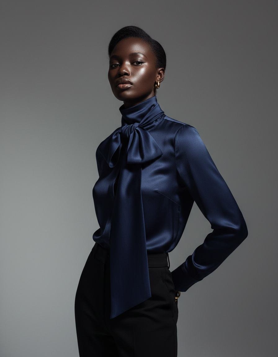 Silk Pussy-Bow Blouse in As pictured