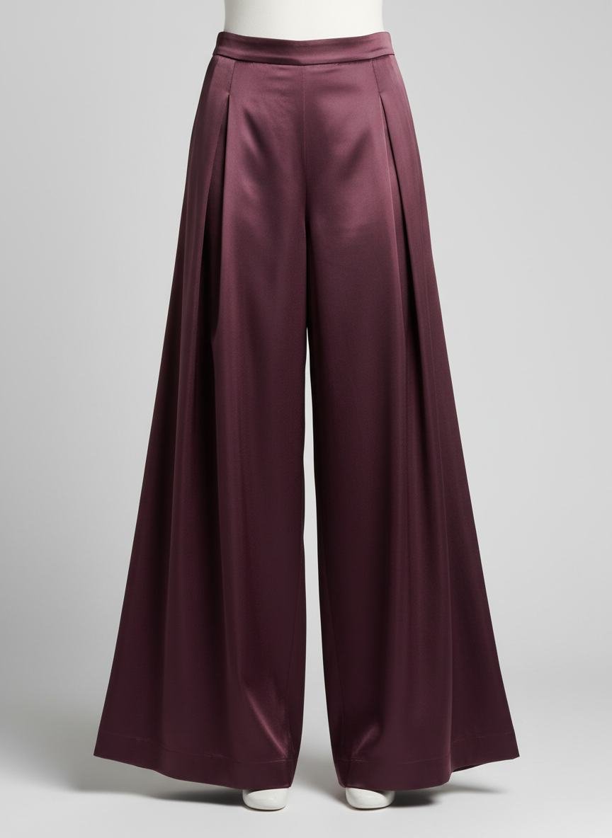 Satin Pleated Trousers in As pictured