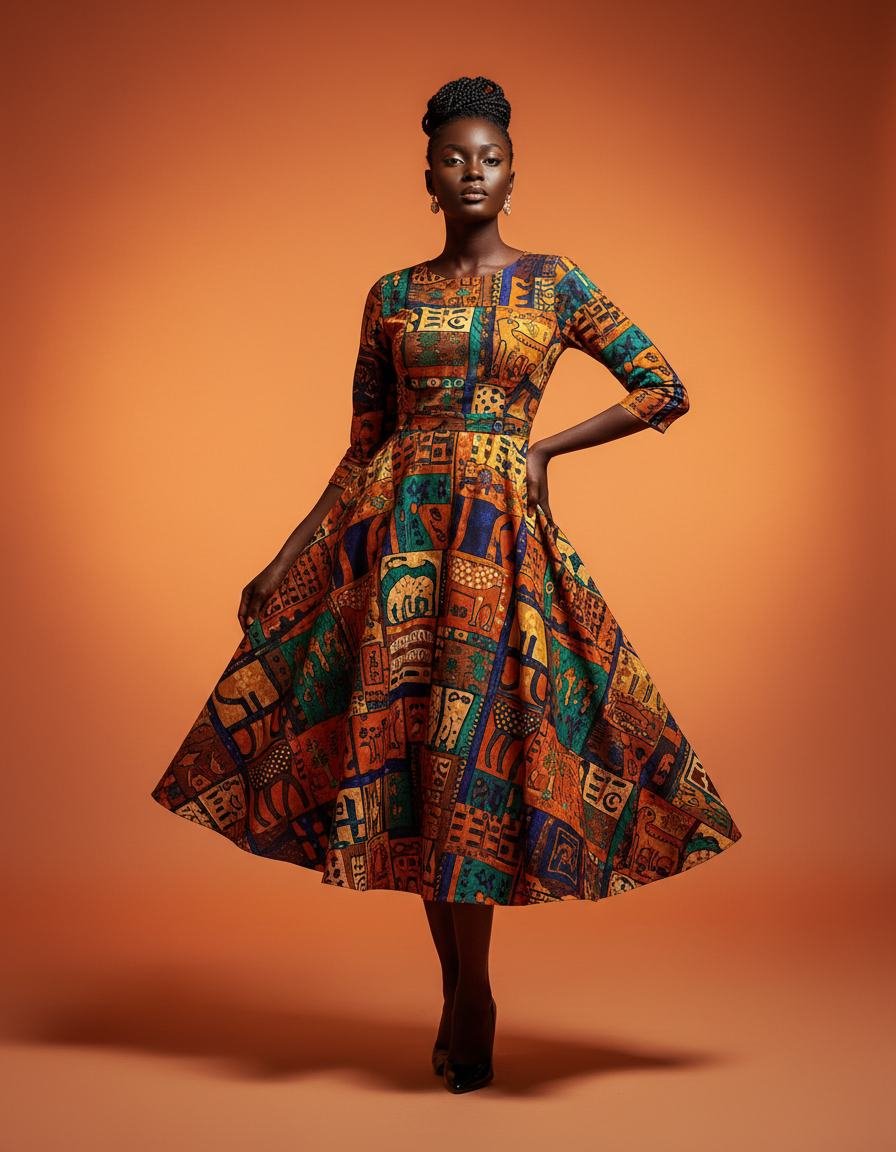 Heritage Print Dress in As pictured