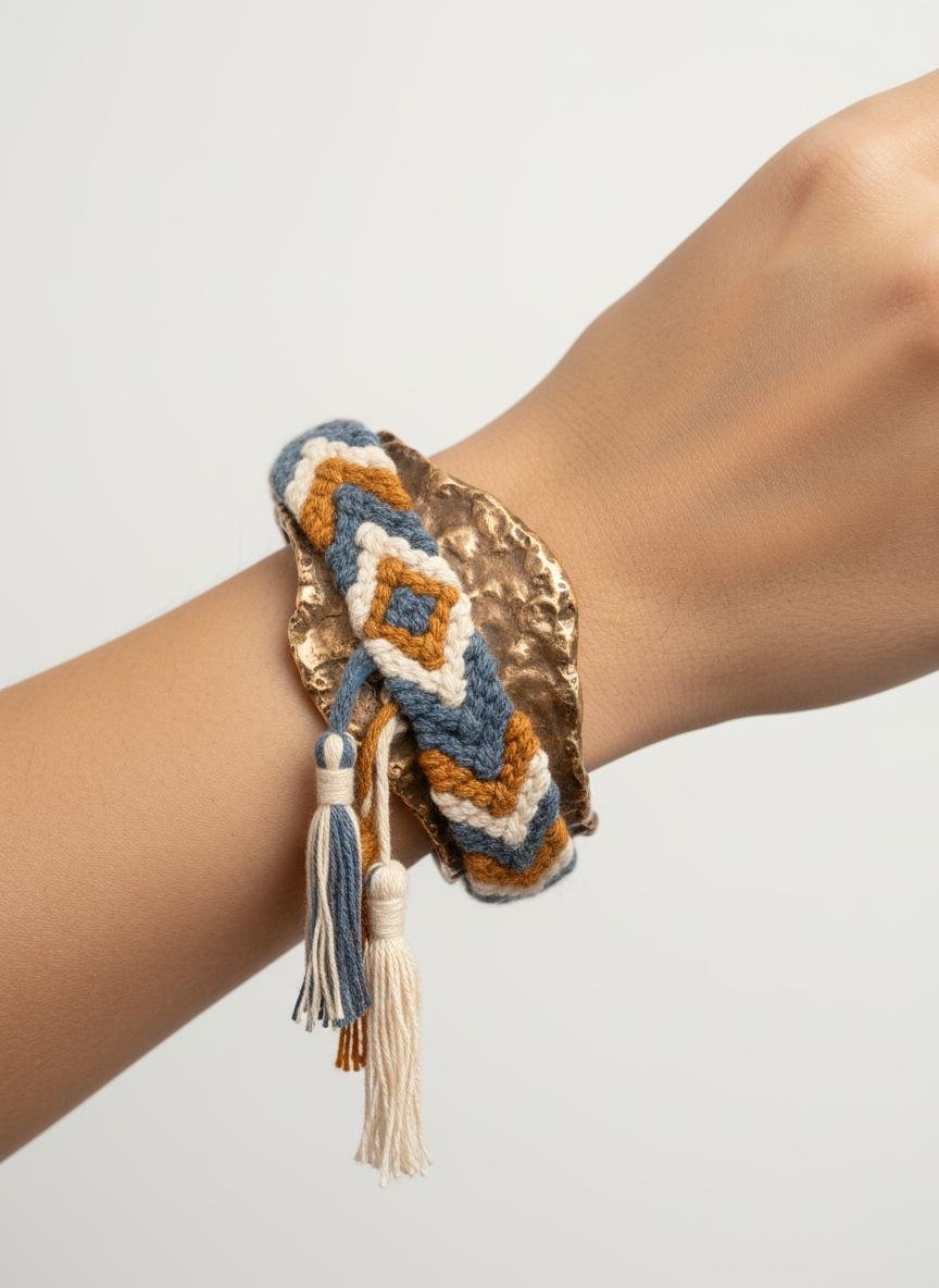 Thread-Wrapped Statement Cuff in As pictured
