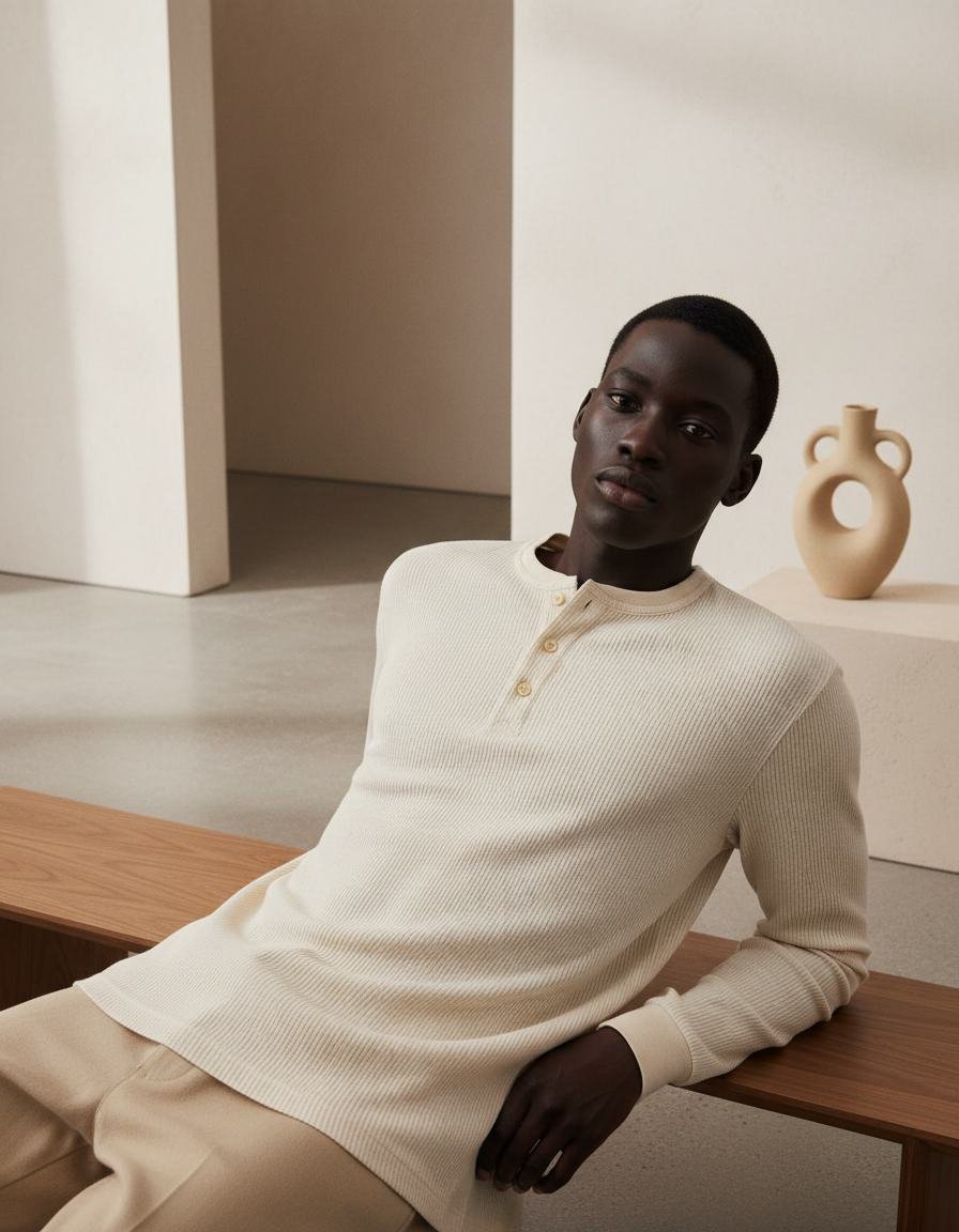 Heritage Cotton Henley in As pictured