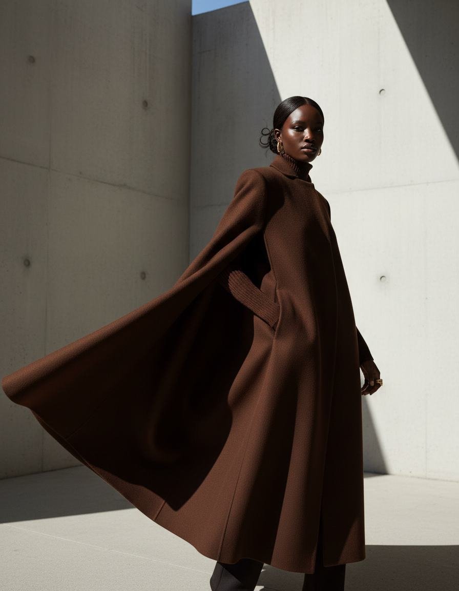 Wool Cape Coat in As pictured
