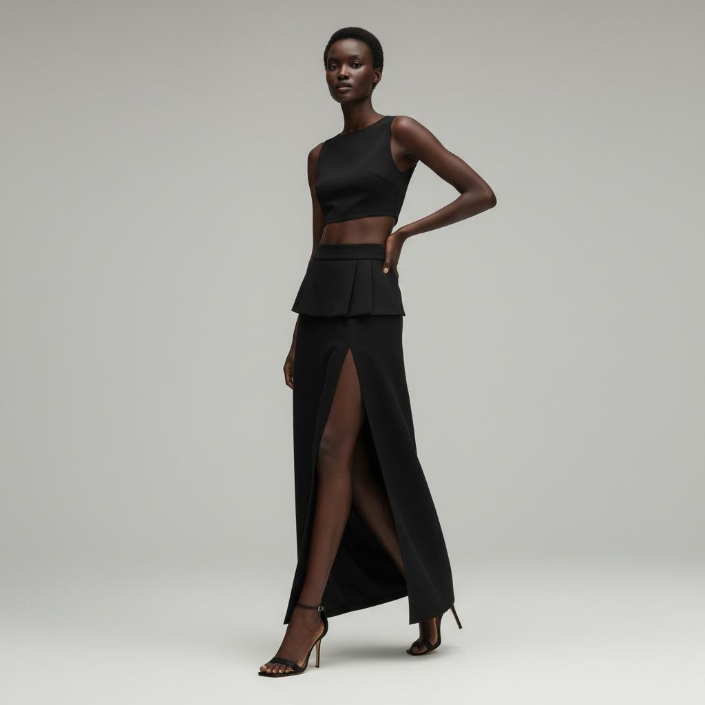 Zola Peplum Maxi Skirt in As pictured