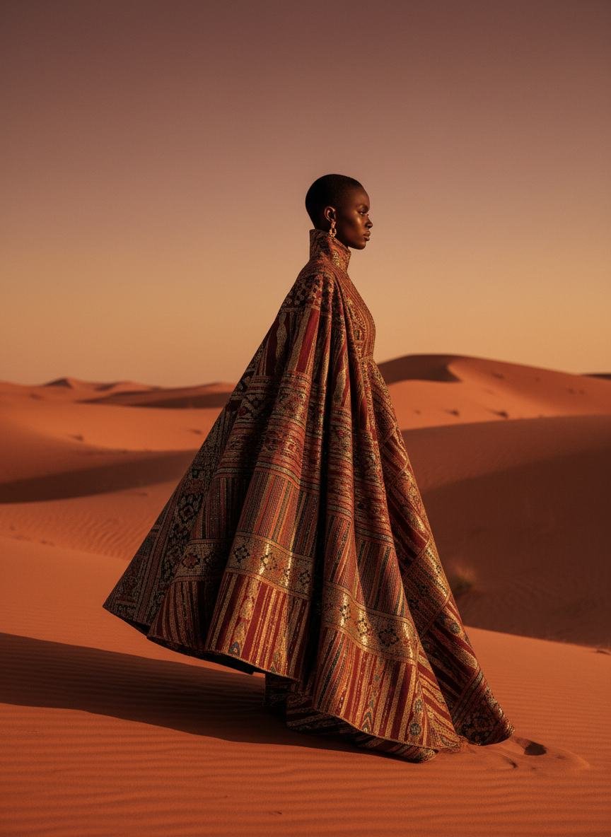 Aso-Oke Evening Cape in As pictured