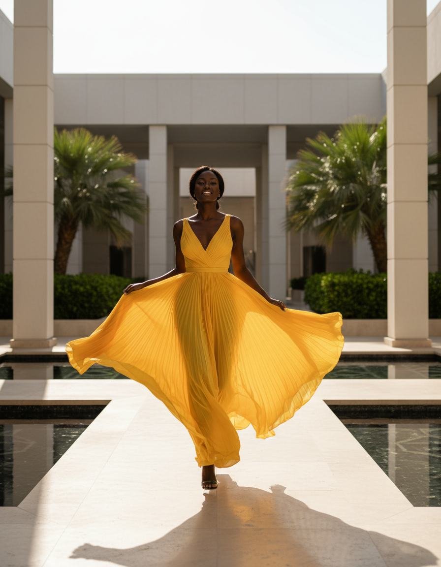 Pleated Maxi Dress in As pictured