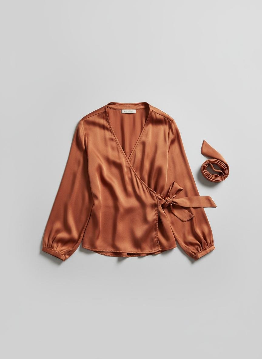 Silk Wrap Blouse in As pictured